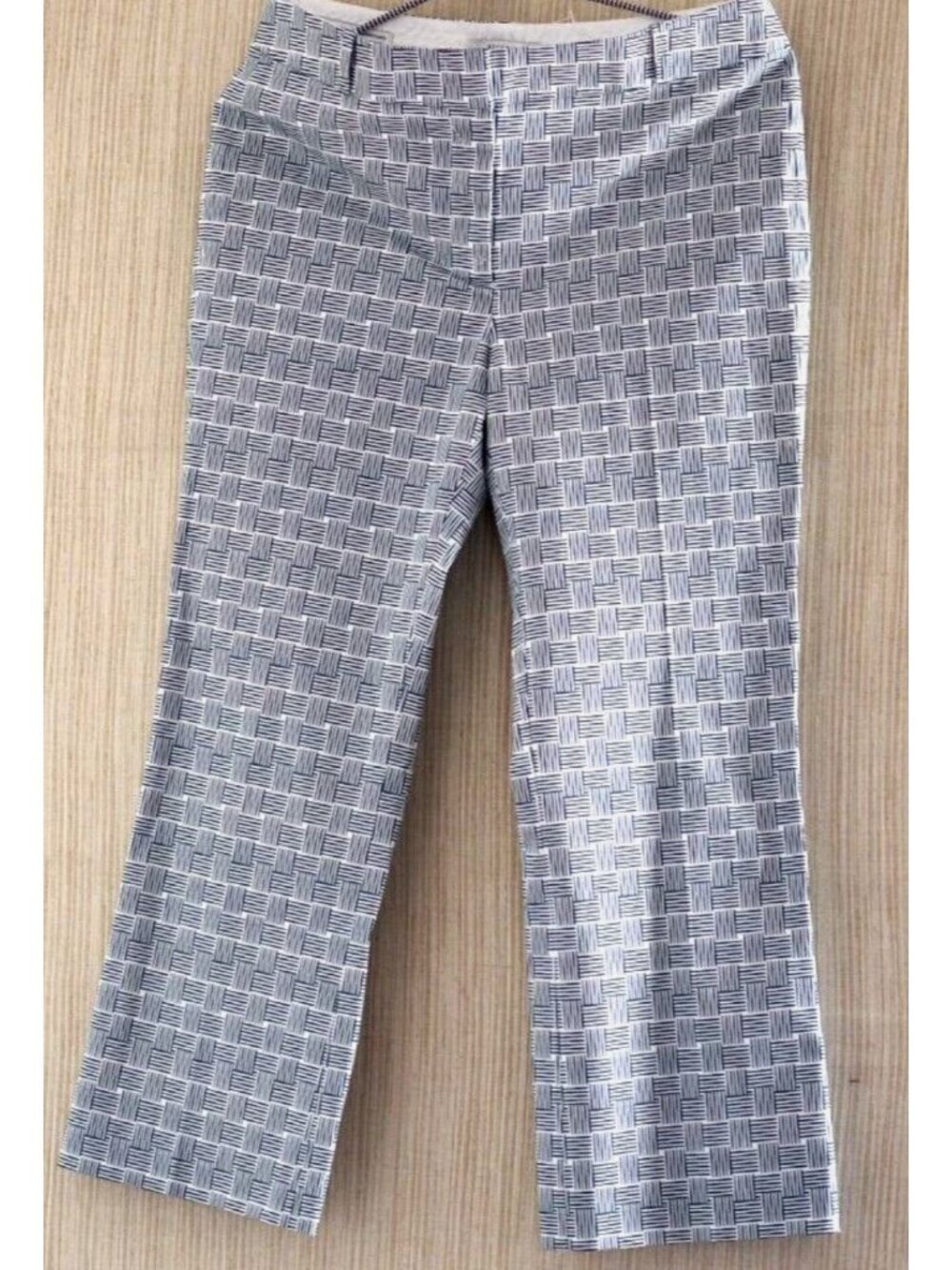 Peserico Handmade Tailored Cropped Pants Italy Basket Weave Print IT42 US 8